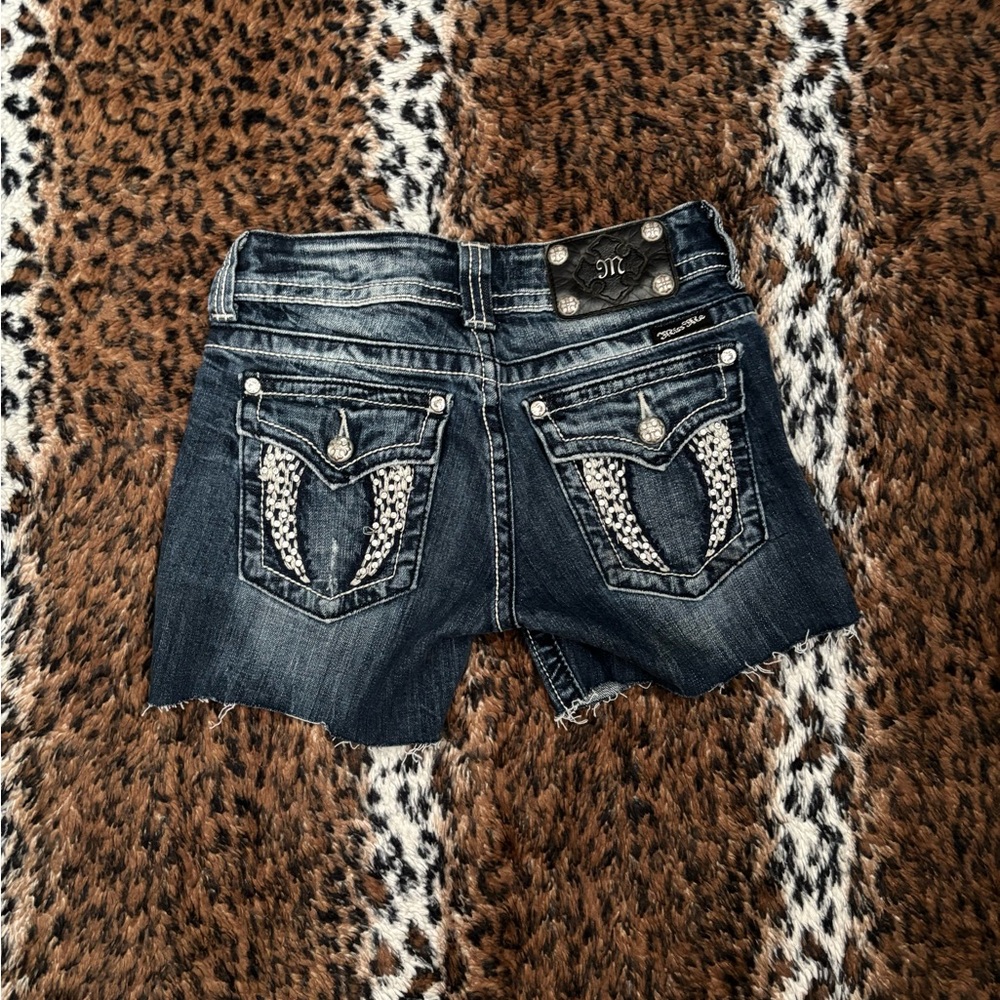Miss Me Denim Shorts with Embellished Pockets Wing